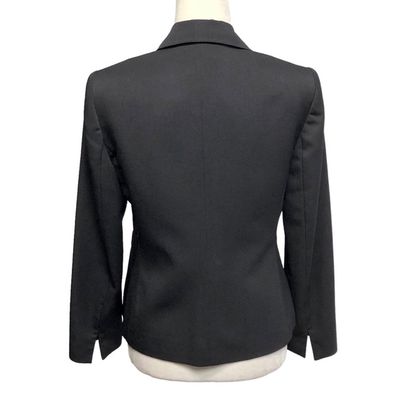 Charcoal Pinstriped Career Pantsuit Peak Lapel High Waist Size 8P Petite Le Suit - Picture 8 of 14